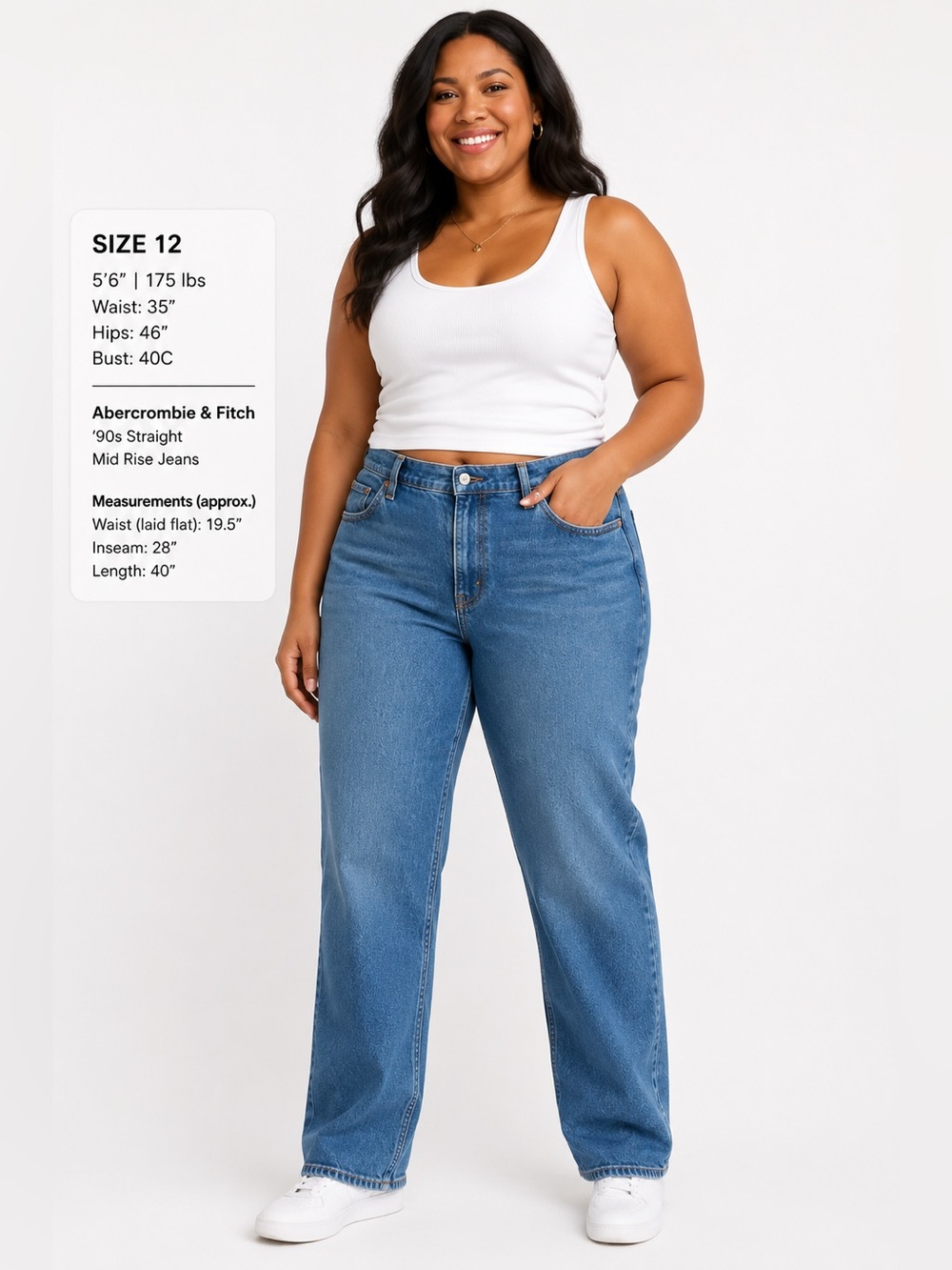 Abercrombie & Fitch ‘90s Straight Mid Rise Jeans Women’s 33 Blue Denim Relaxed